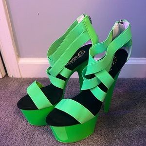 Pleaser Neon Green Heels never worn